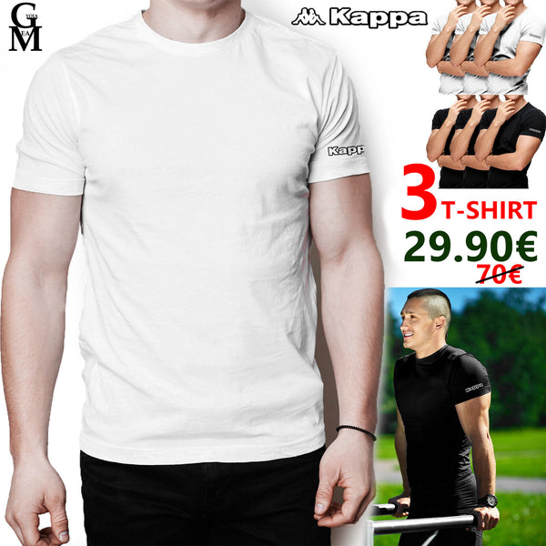 3 Pack T-shirt Uomo KAPPA Maglietta Intima Slim Fit Cotone Maglia Mezza Manica