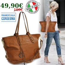 Carica l&#39;immagine nel visualizzatore di Gallery, DUDLIN borsa donna a spalla tracolla pelle morbida semplice elegante made italy